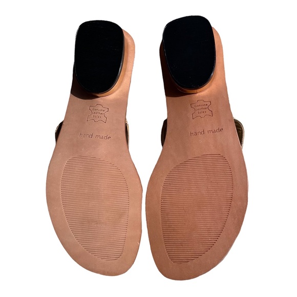 Athena Alexander Gold Sandals with sparkle rhinestone decoration in front. - Picture 13 of 13